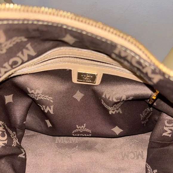 MCM Beige and black Logo Shoulder Bag - Picture 8 of 13